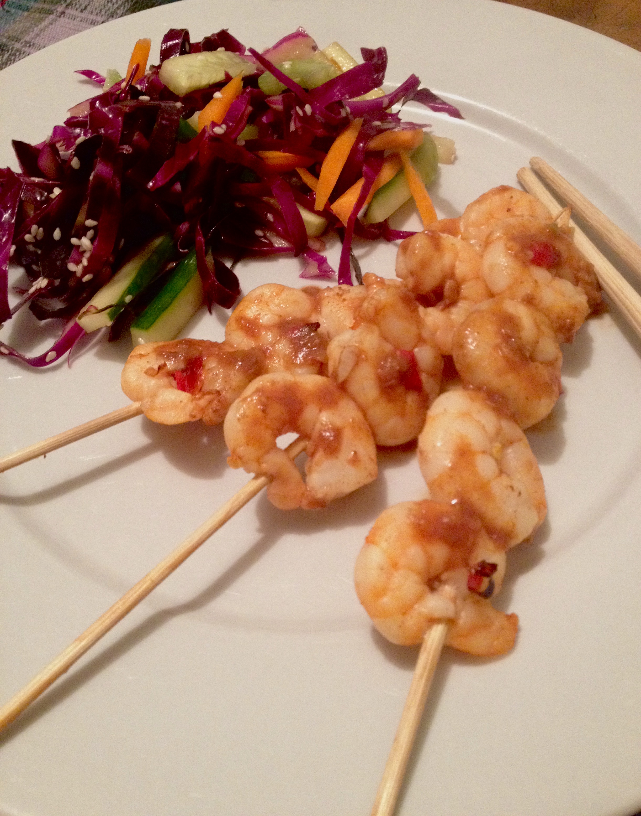 Chilli & Soy Prawn Skewers with Oriental Salad Fizzifood