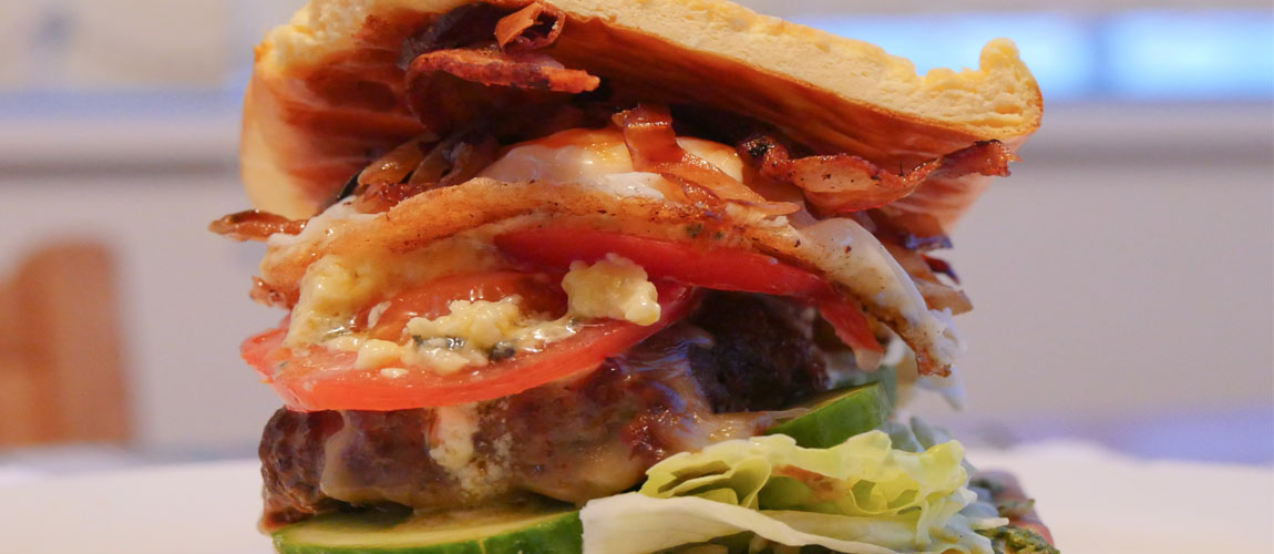 Bacon, Blue Cheese & Caramelised Onion Burger